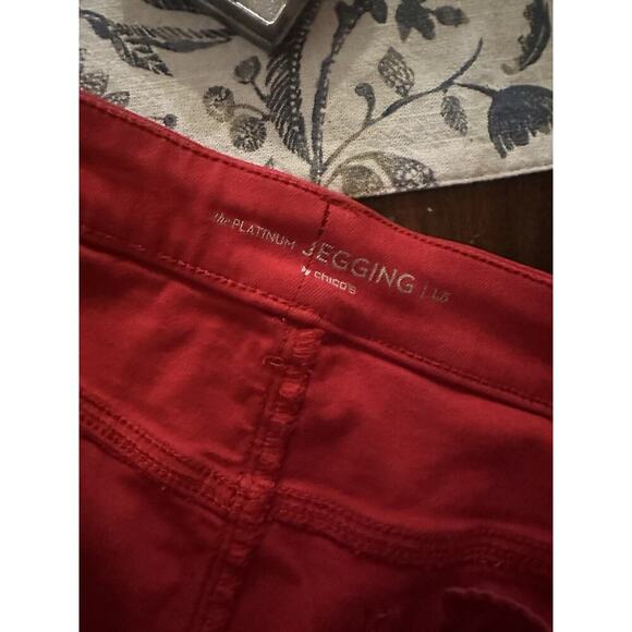 Chico's Pants So Slimming Women’s Slim Ankle Size 1 .5 (10)Casual Work Dress Red - Picture 4 of 5